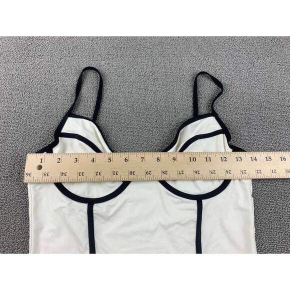 We Wore What Danielle One Piece Swimsuit L White Adjustable Straps High Cut Leg - Picture 4 of 7